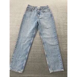 Zara Jeans Women 6 Blue High Rise Button Fly Blue Loose Mom Casual Classic